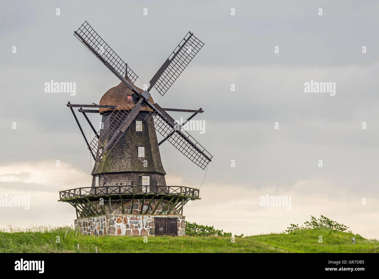 Traditional Windmill On The Swedish West Coast Stock Photo