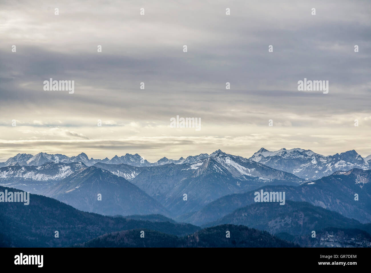 View Of The Karwendel Mountains With Birkkar- And Ödkarspitzen Stock Photo
