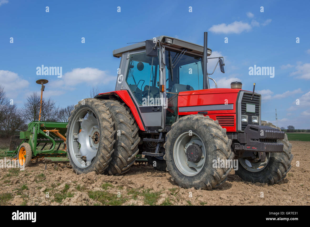 Tractor On Field Stock Photo