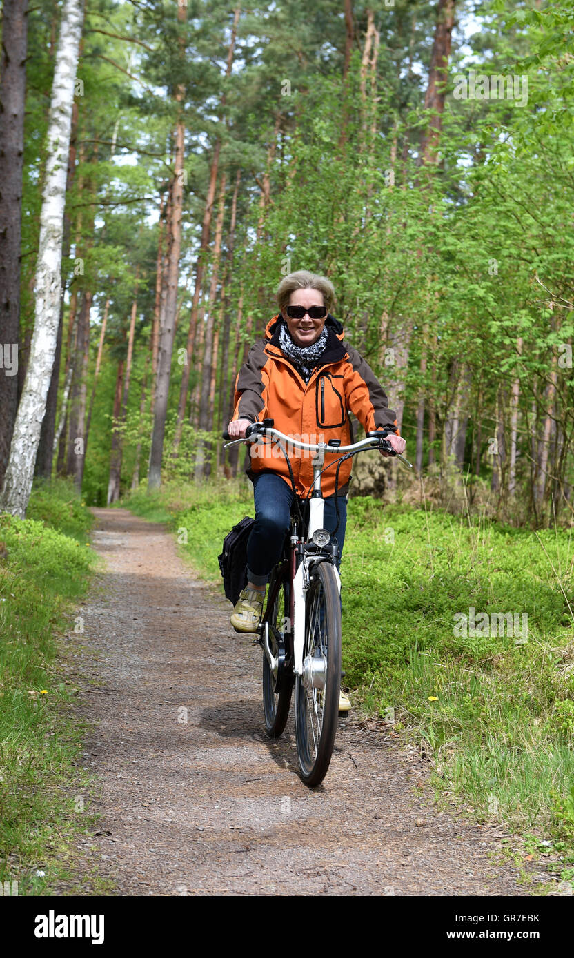 Biking In The Forest Stock Photo