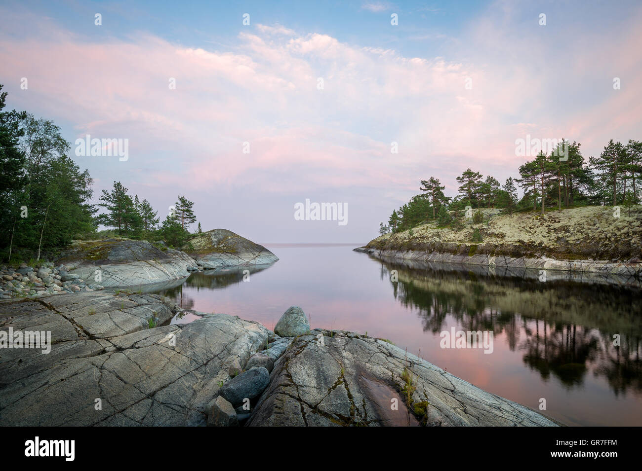 Evening landscape of scenic Karelia republic nature. Stock Photo