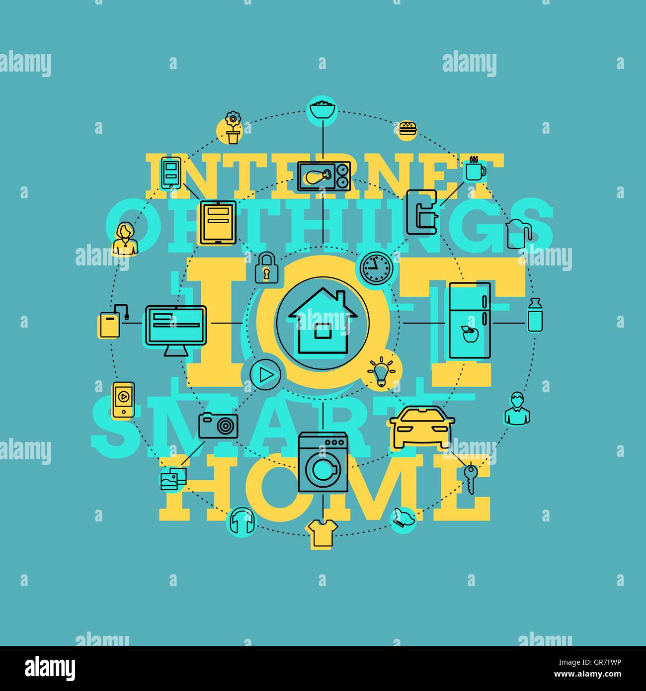 Smart Home And Internet Of Things Line Art Stock Vector Image & Art - Alamy