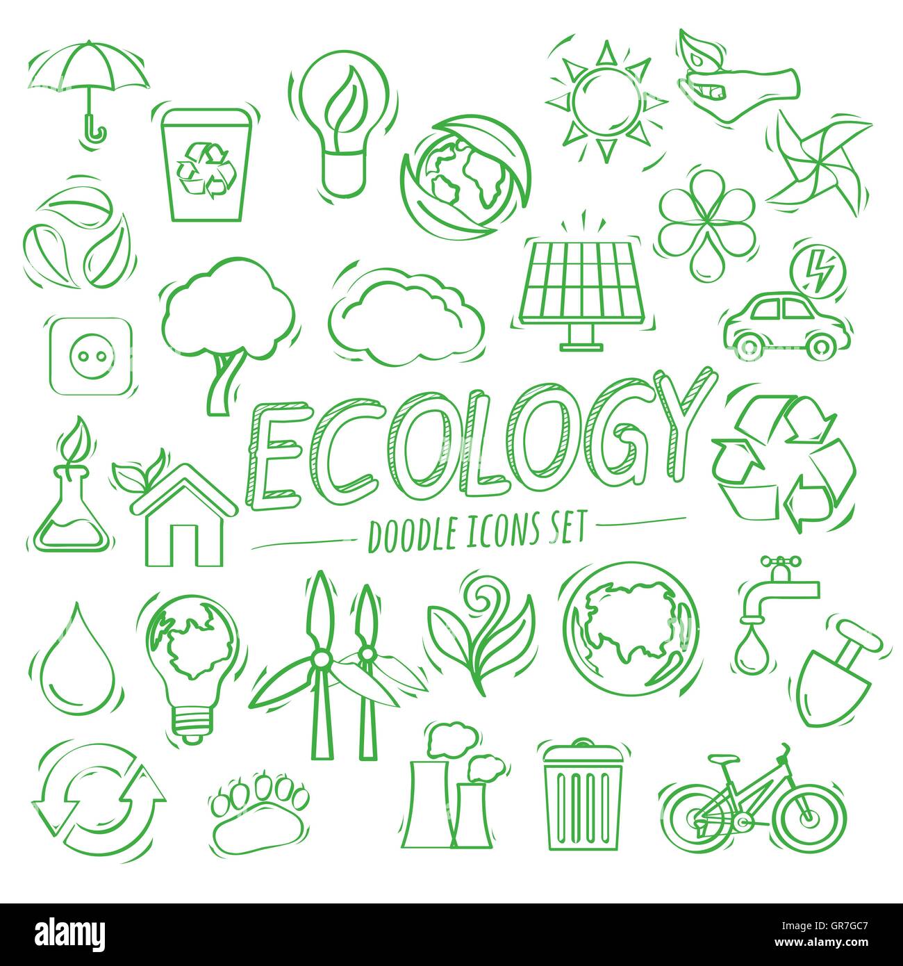 Ecology Doodle Icons Stock Vector Image & Art - Alamy