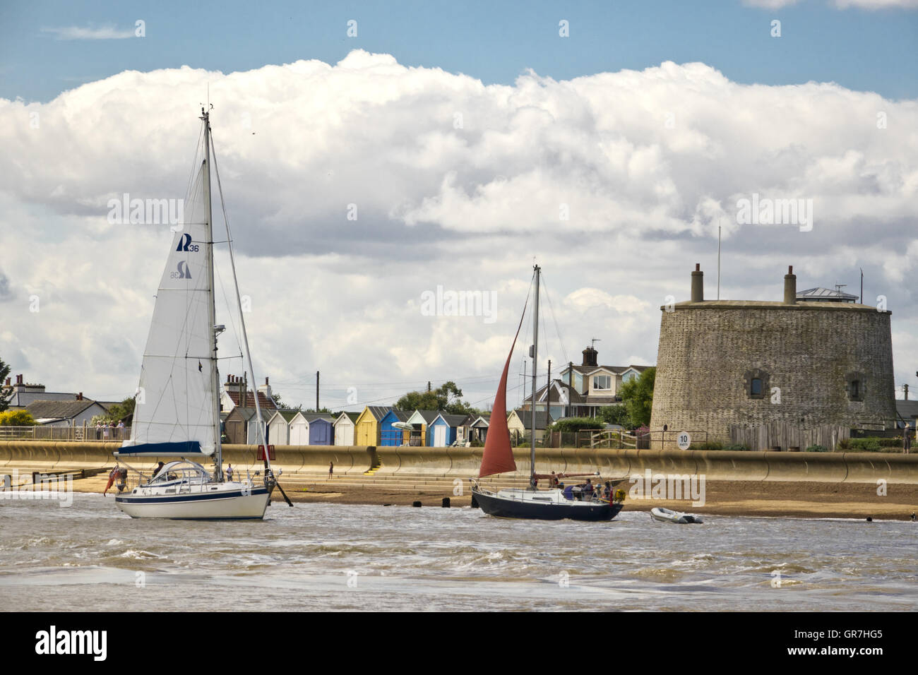 Martello tower old Felixstowe Ferry River Deben estuary Stock Photo