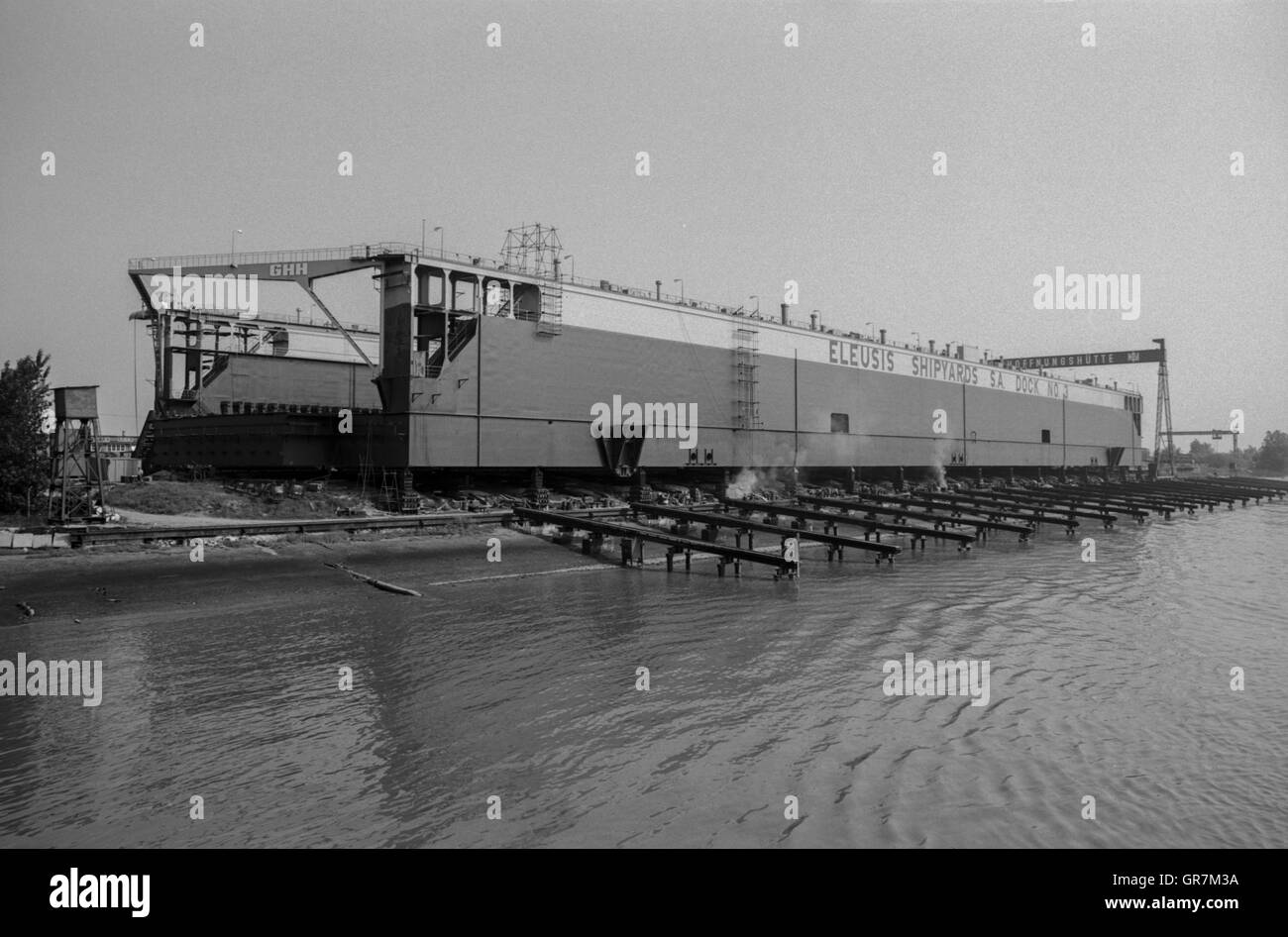 Föoating Dock 1972 Bw Stock Photo