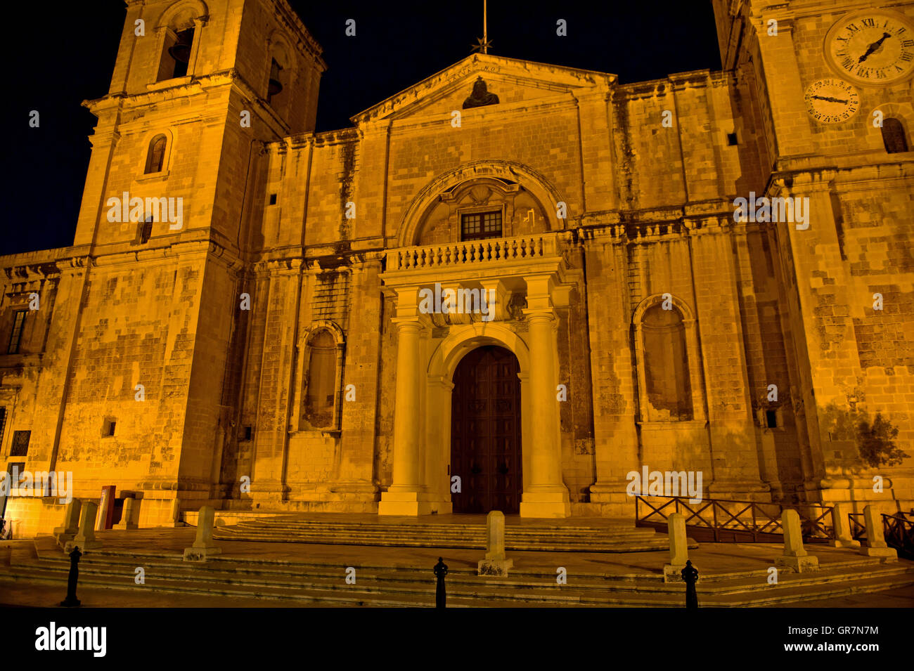 Main Facade Of The St. Johns Co-Cathedral Valletta, European Capital Of Culture 2018, Malta Stock Photo