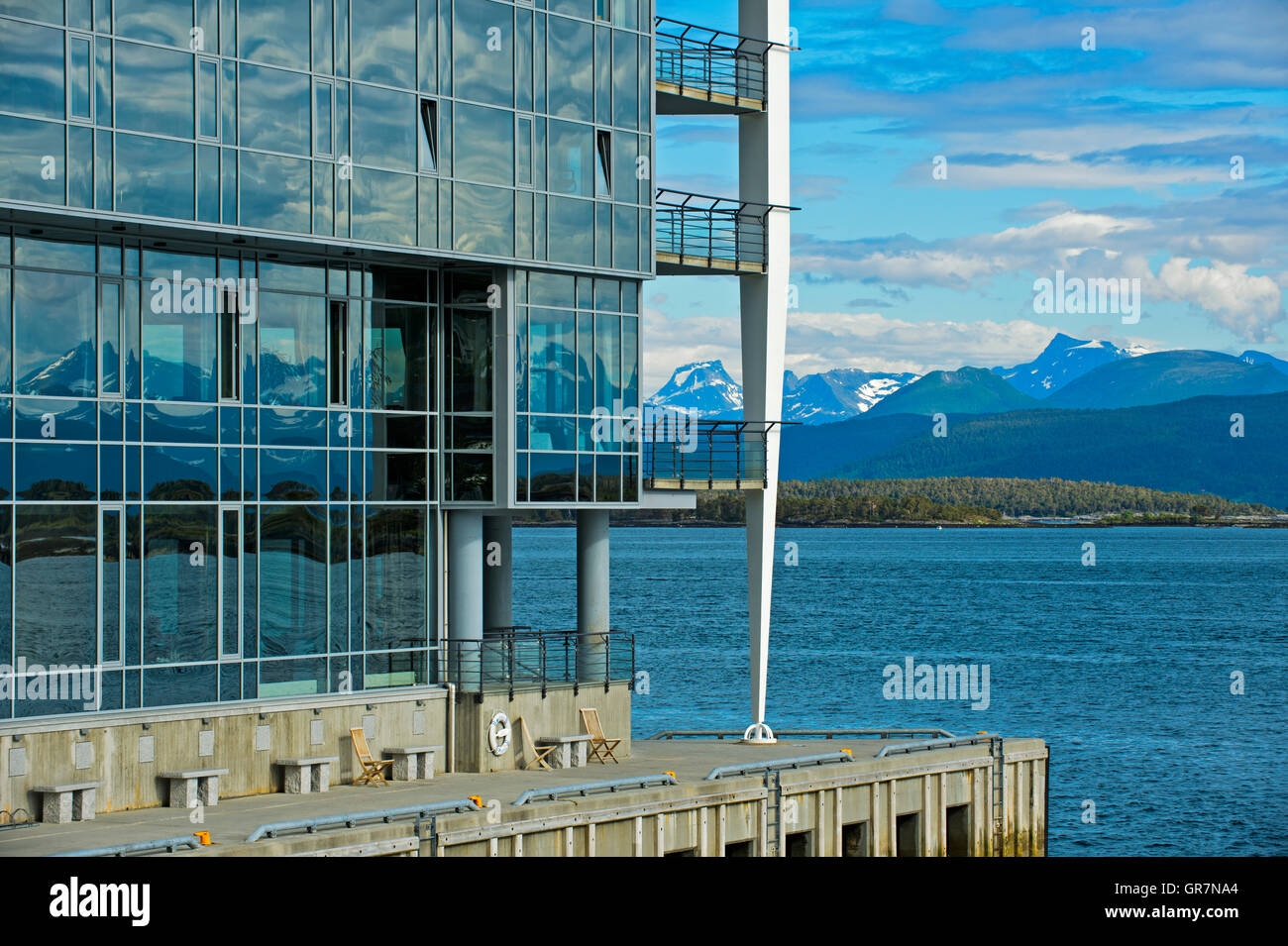 Glass, Beton And Nature, Scandic Seilet Hotel At The Moldefjord, Molde, Norway Stock Photo