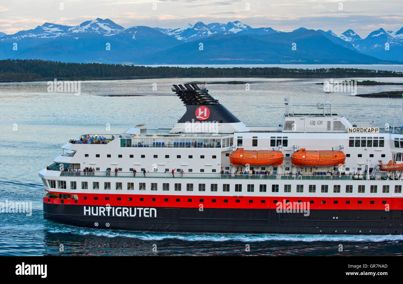 Stern Of The Cruise Liner Ms Nordkapp Of Hurtigruten Asa In The Moldefjord Near Molde Norway Stock Photo