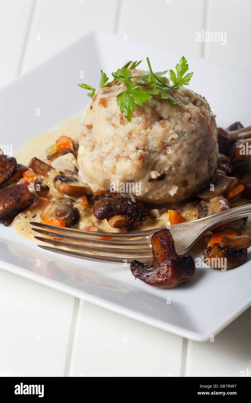 Dumpling With Mushrooms Stock Photo Alamy