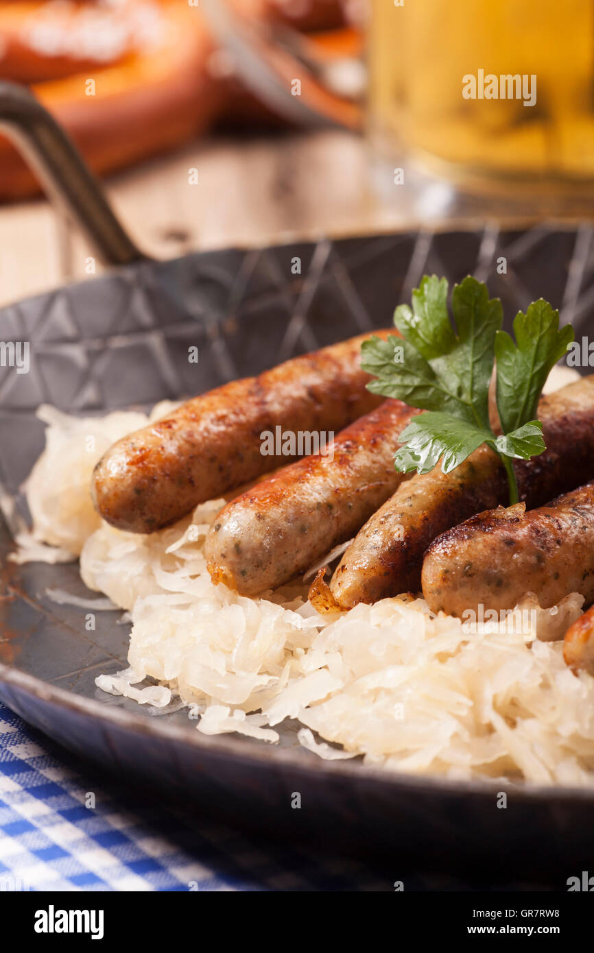 Sausages On Kraut Stock Photo