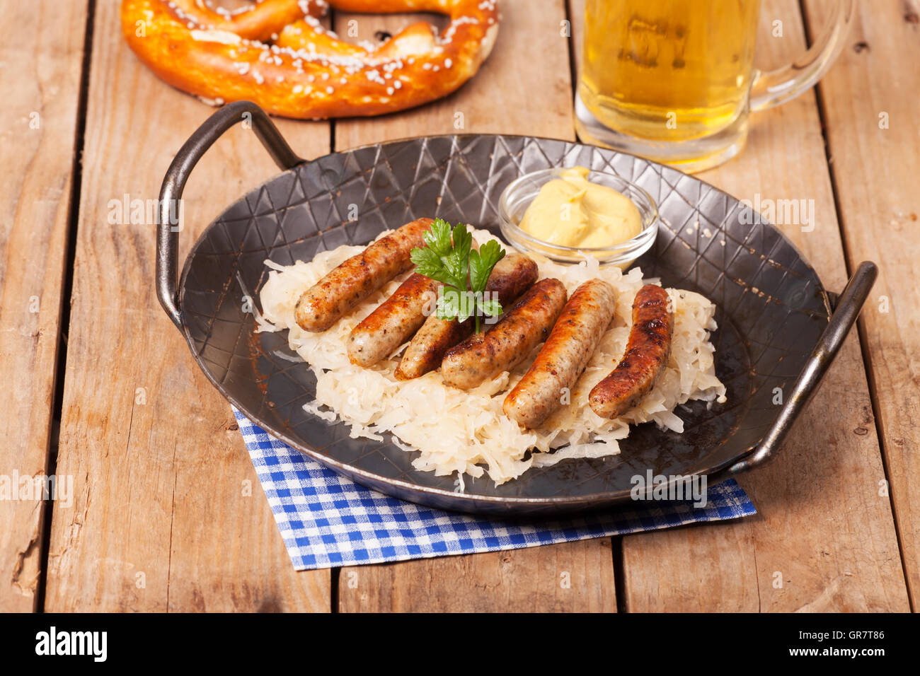 Sausages On Kraut Stock Photo