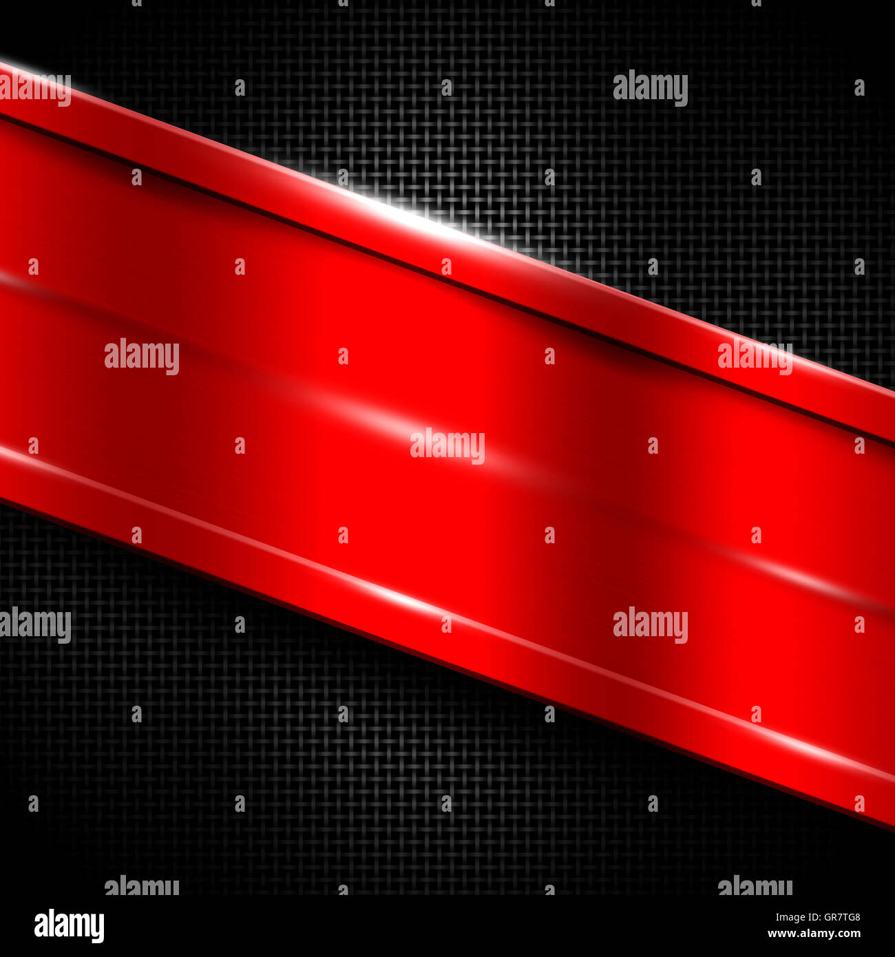 red metal frame on black metallic mesh. metal background. 3d