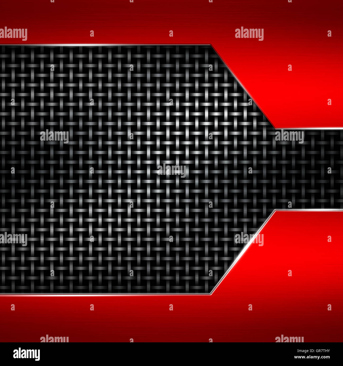 Red Metal Frame On Black Metallic Mesh Metal Background 3d Stock