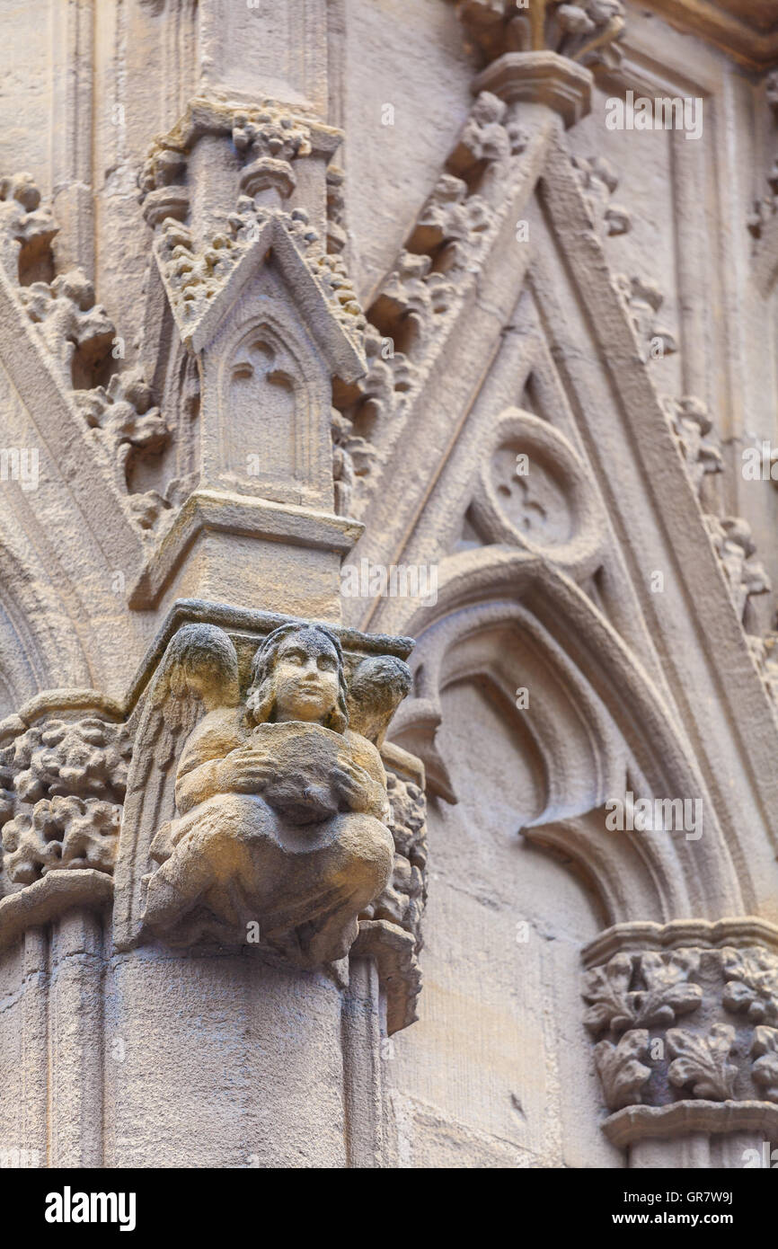 Stone Carving of Cathedral Sainte-Marie de Bayonne, France Stock Photo