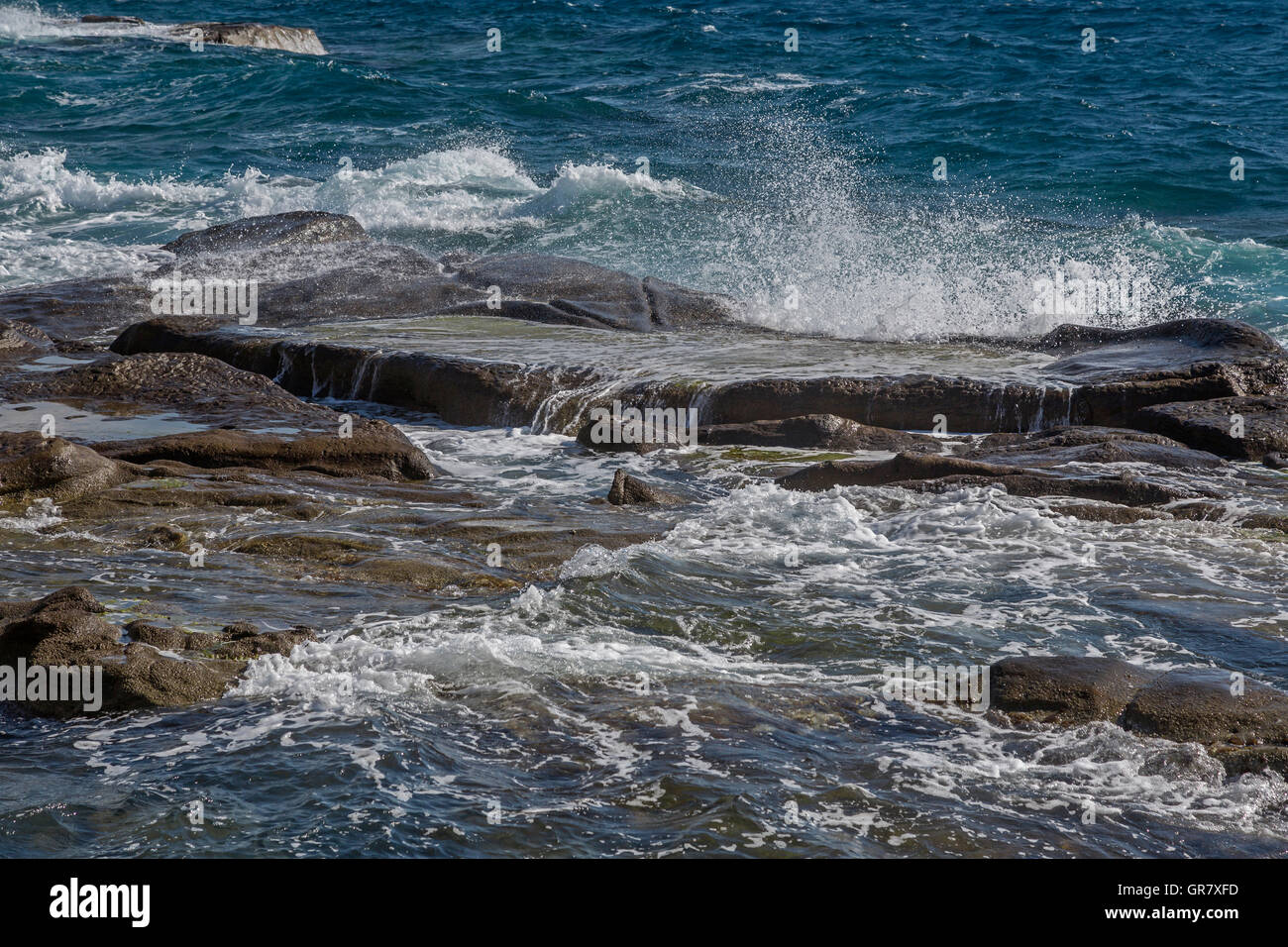 Agitated Swell In Bordighera On The Italian Riviera Stock Photo