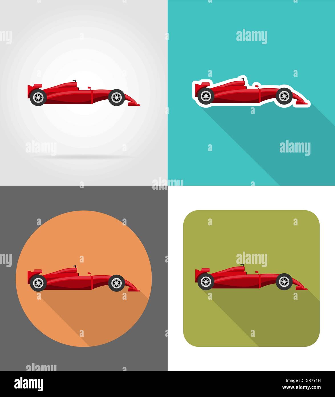 sport car flat icons vector illustration isolated on background Stock ...