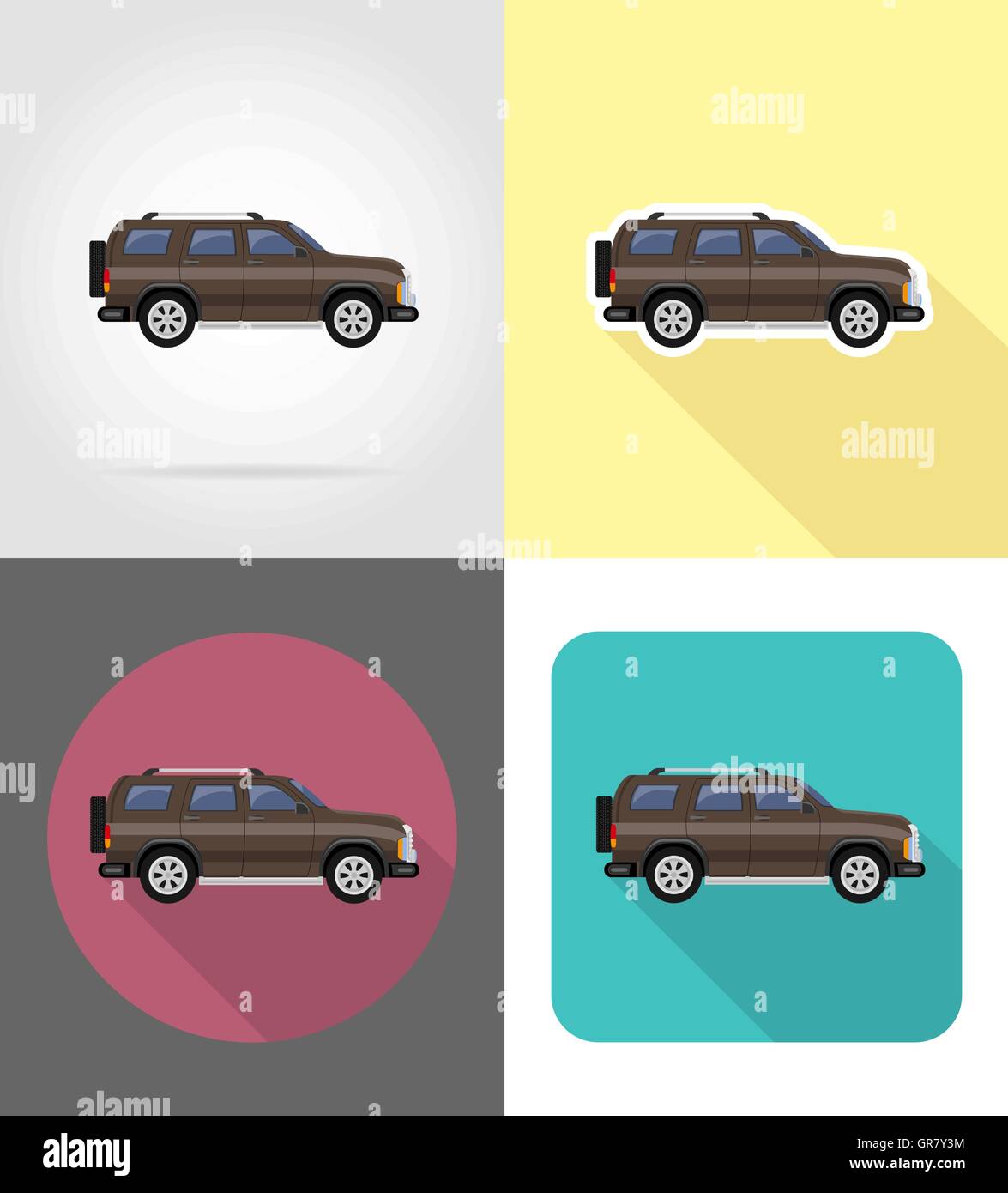 suv car flat icons vector illustration isolated on background Stock ...