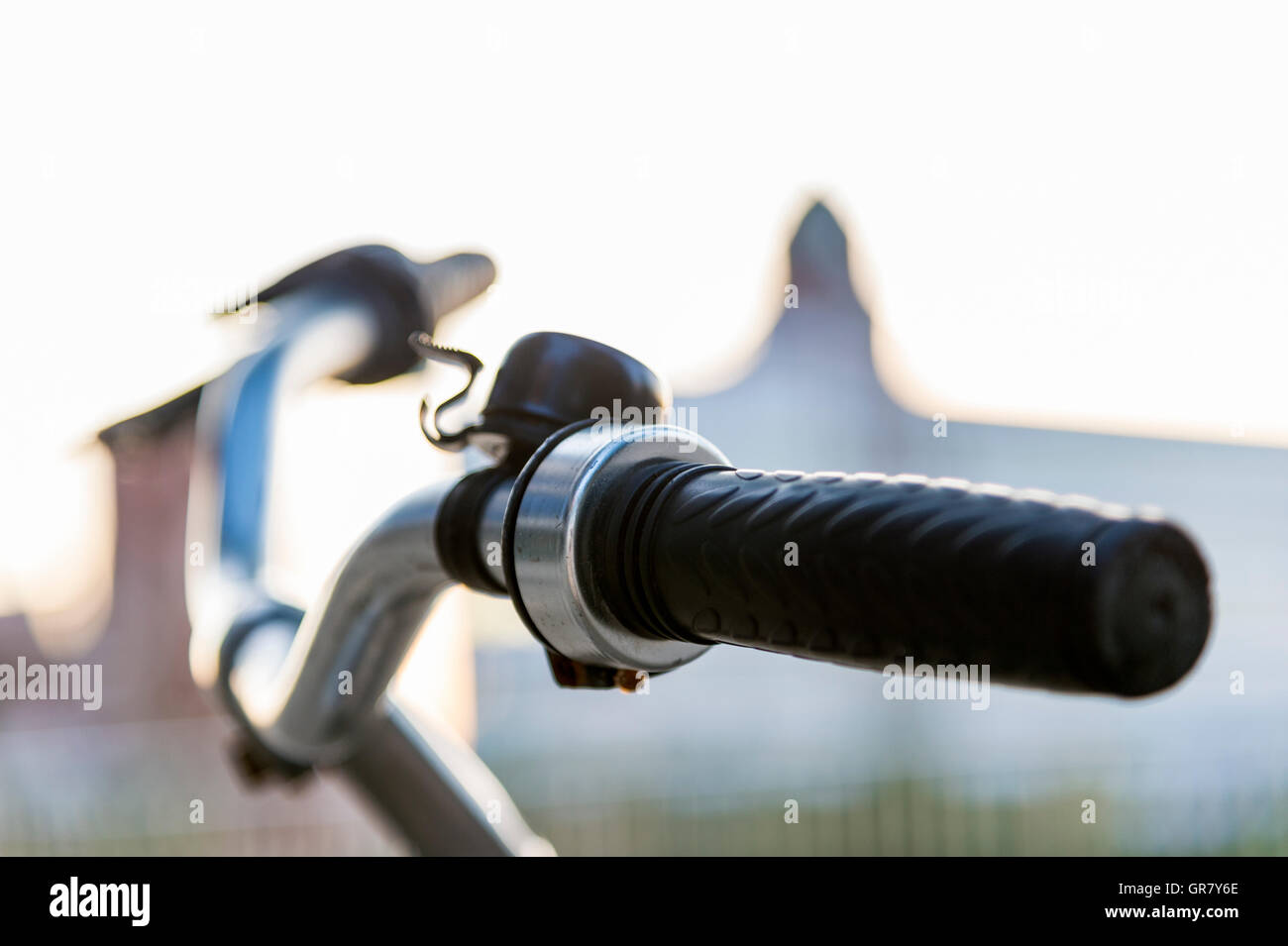 Bicycle Handlebars With Ringing In The Diffuse Backlight Stock Photo ...