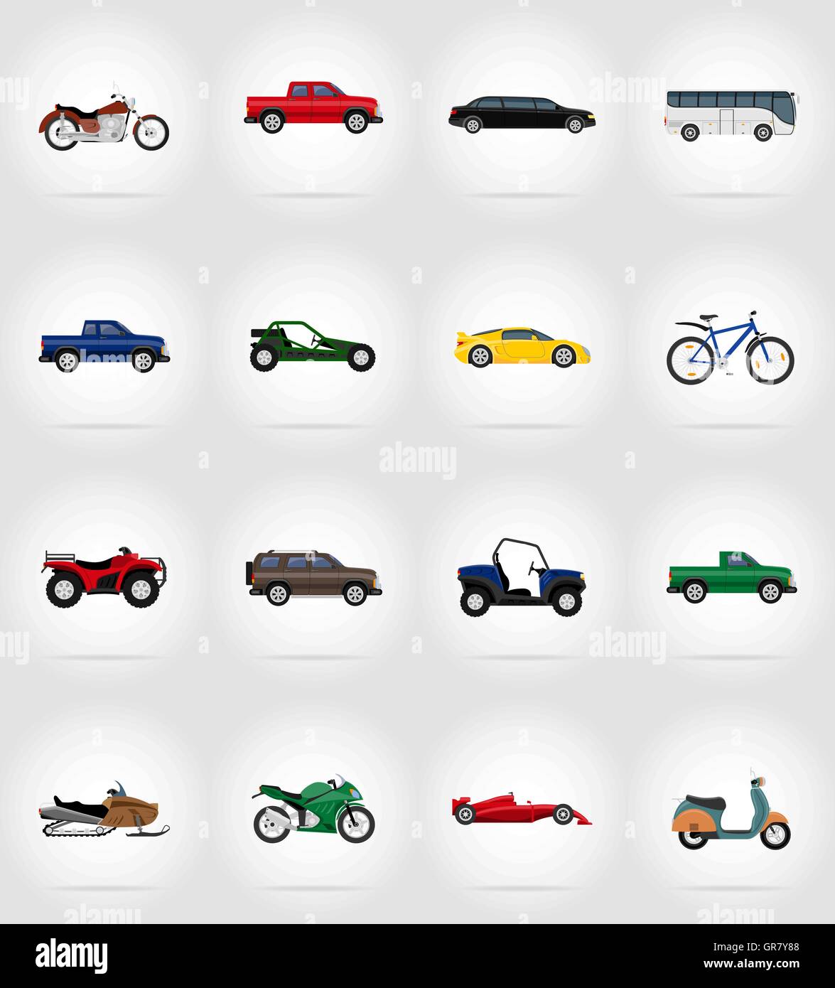 transport flat icons vector illustration isolated on background Stock ...