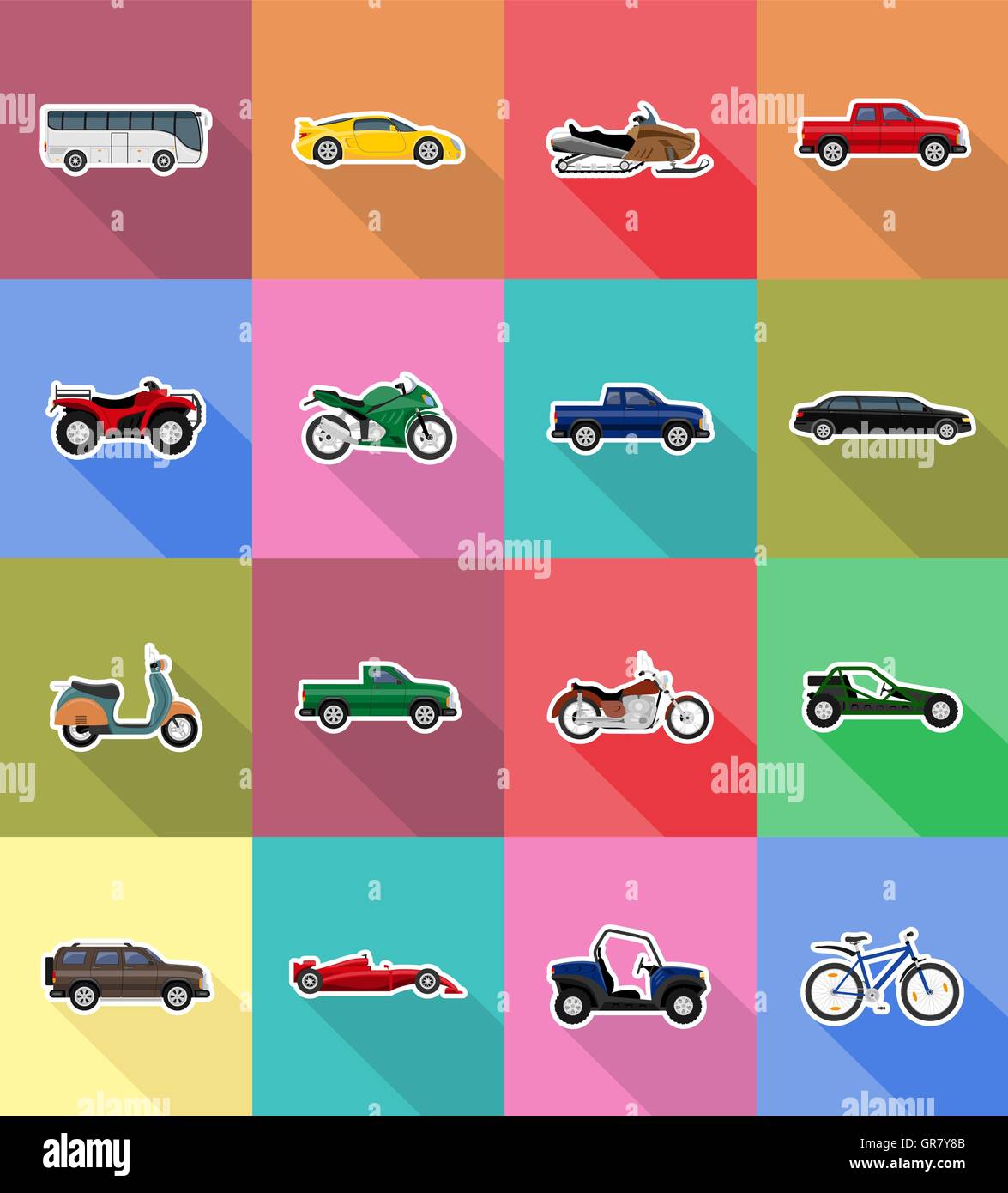 transport flat icons vector illustration isolated on background Stock ...