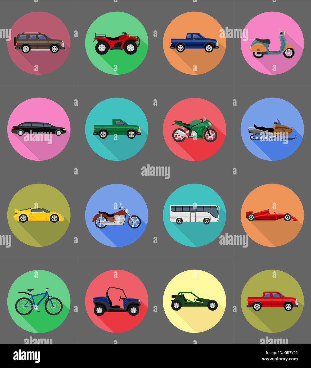transport flat icons vector illustration isolated on background Stock ...