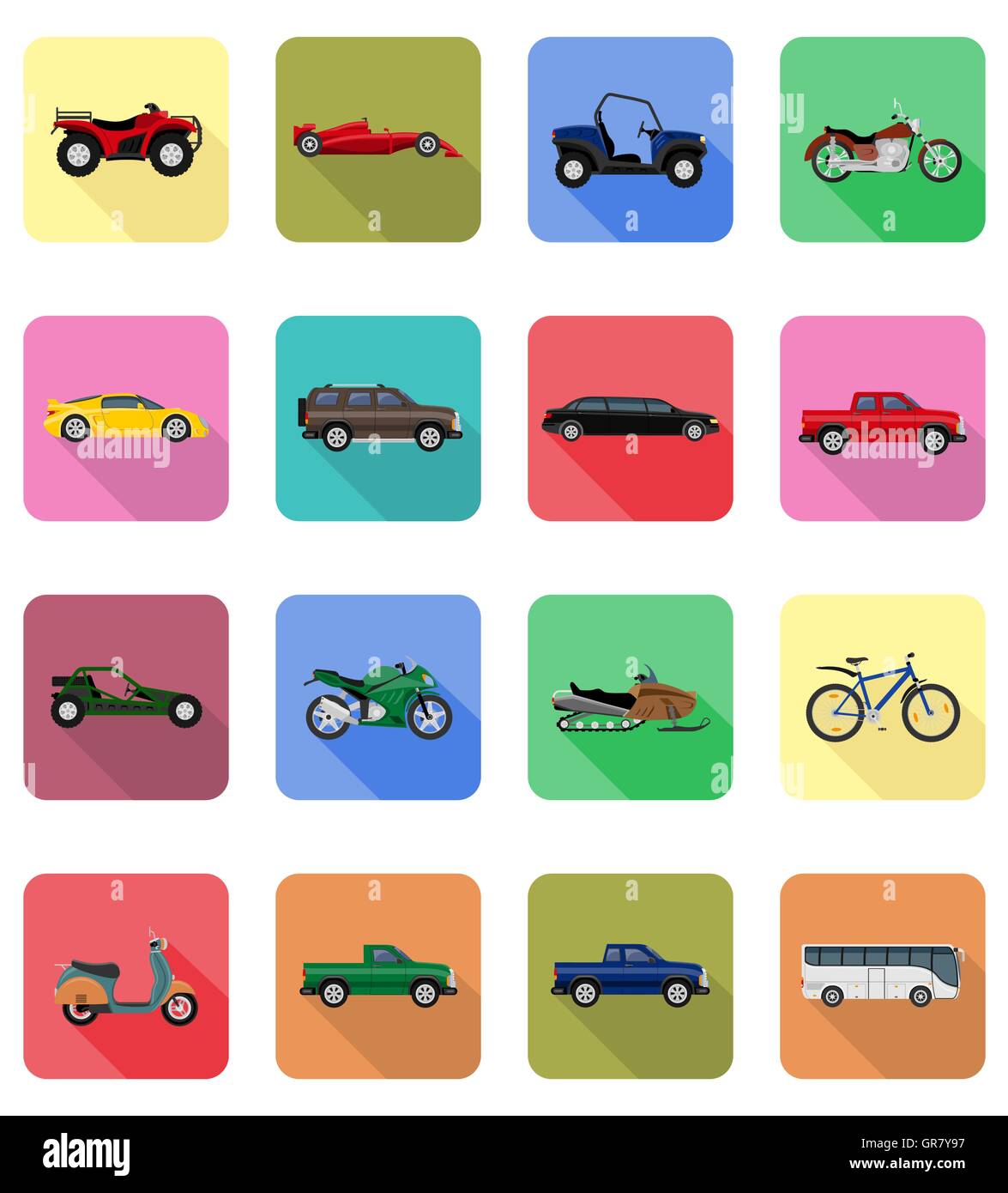 transport flat icons vector illustration isolated on background Stock ...