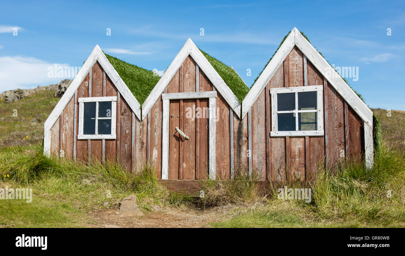 Small toy elf house in Iceland, land of the elves and trolls Stock Photo