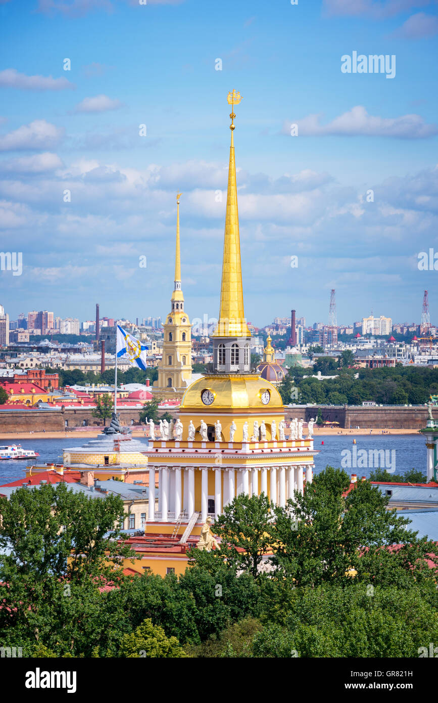 Aerial view of Admiralty tower, St Petersburg, Russia Stock Photo