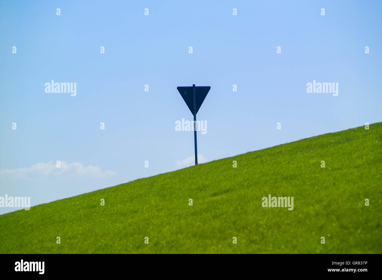 Road Sign Dike Stock Photo Alamy