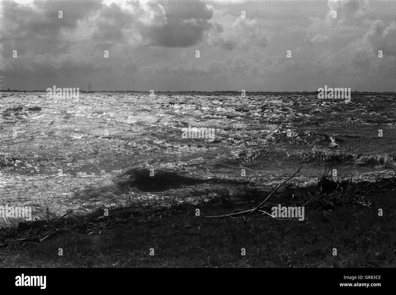 Storm Wave Bw Stock Photo