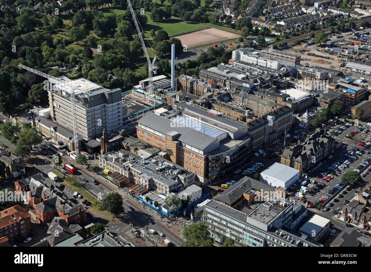 aerial view of Kings College Hospital KCH in Southwark, South London