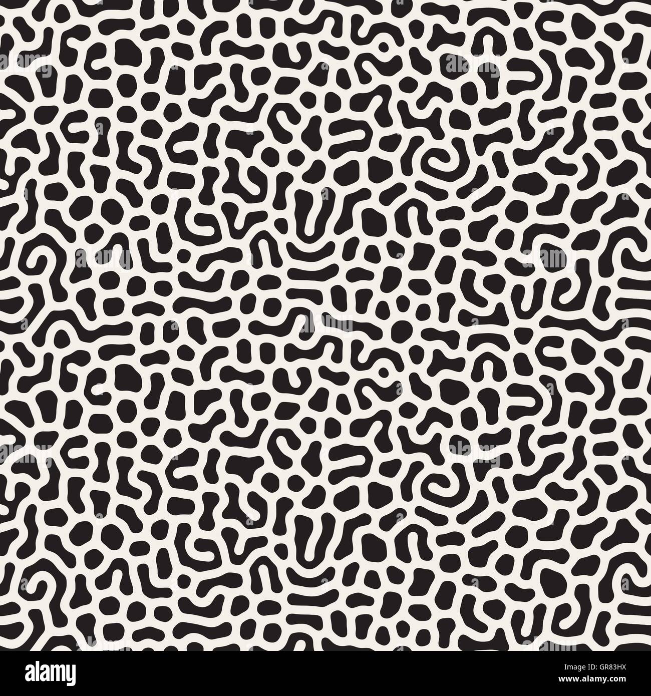Vector Seamless Black and White Organic Lines Pattern Stock Vector ...