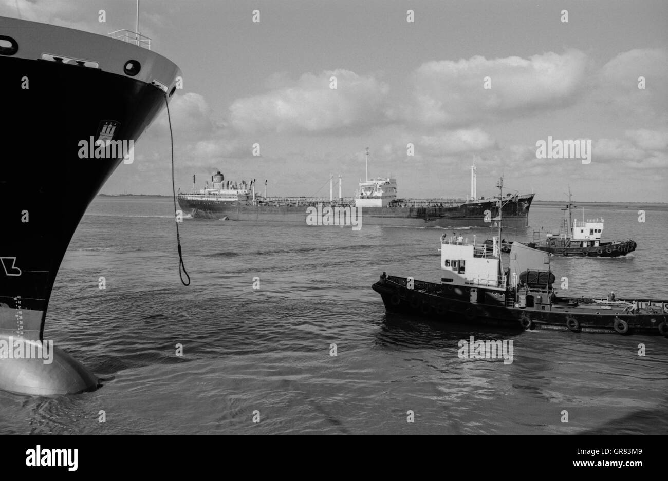 Hamburg Express Container Ship 1972 Bw Stock Photo