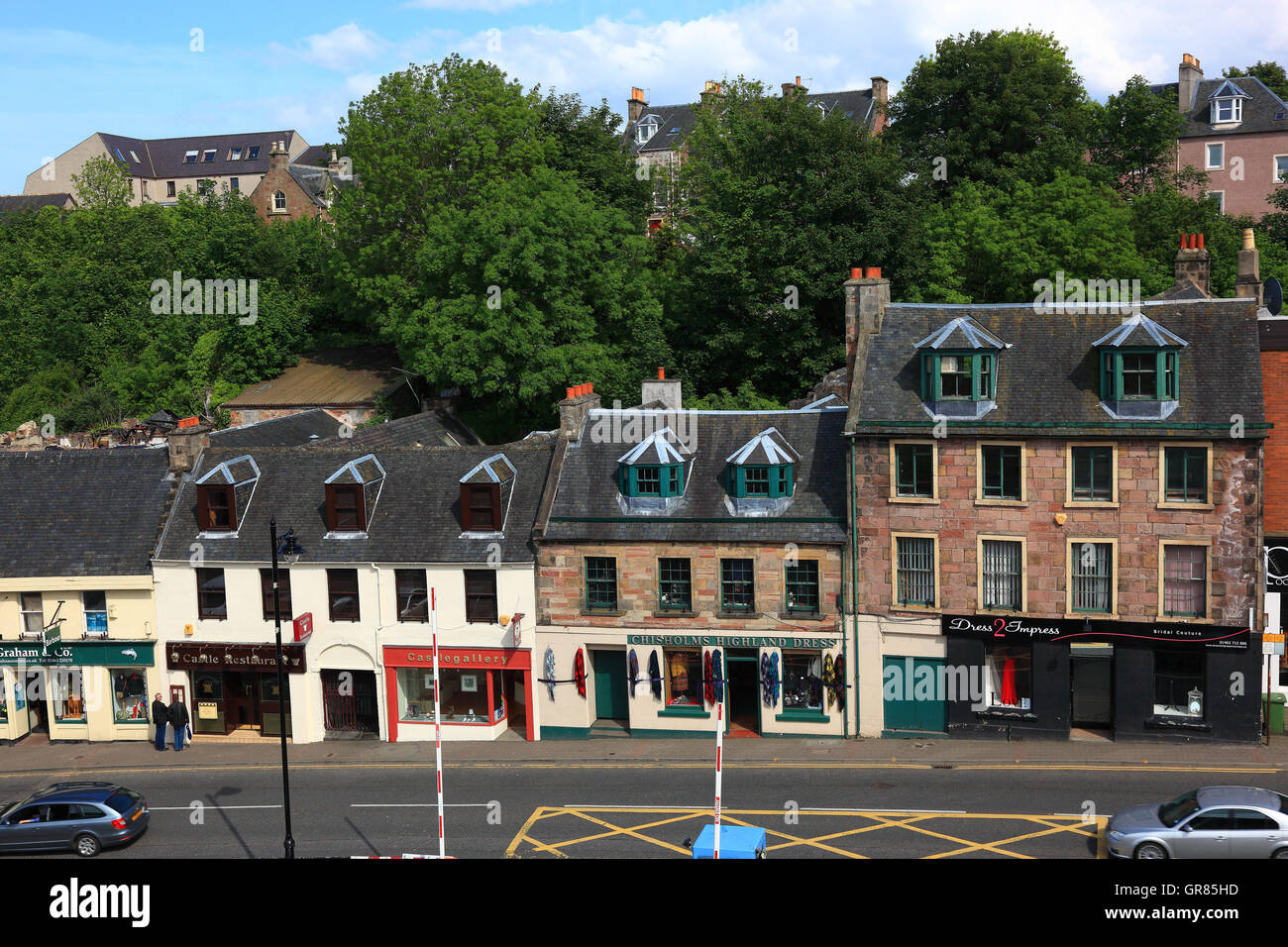 Scotland, highlands, houses in the city centre of Inverness Stock Photo