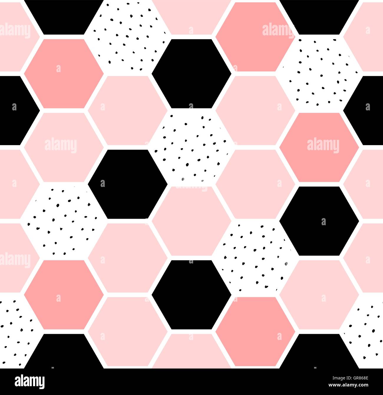 Geometric seamless repeating pattern with hexagon shapes in pastel pink ...
