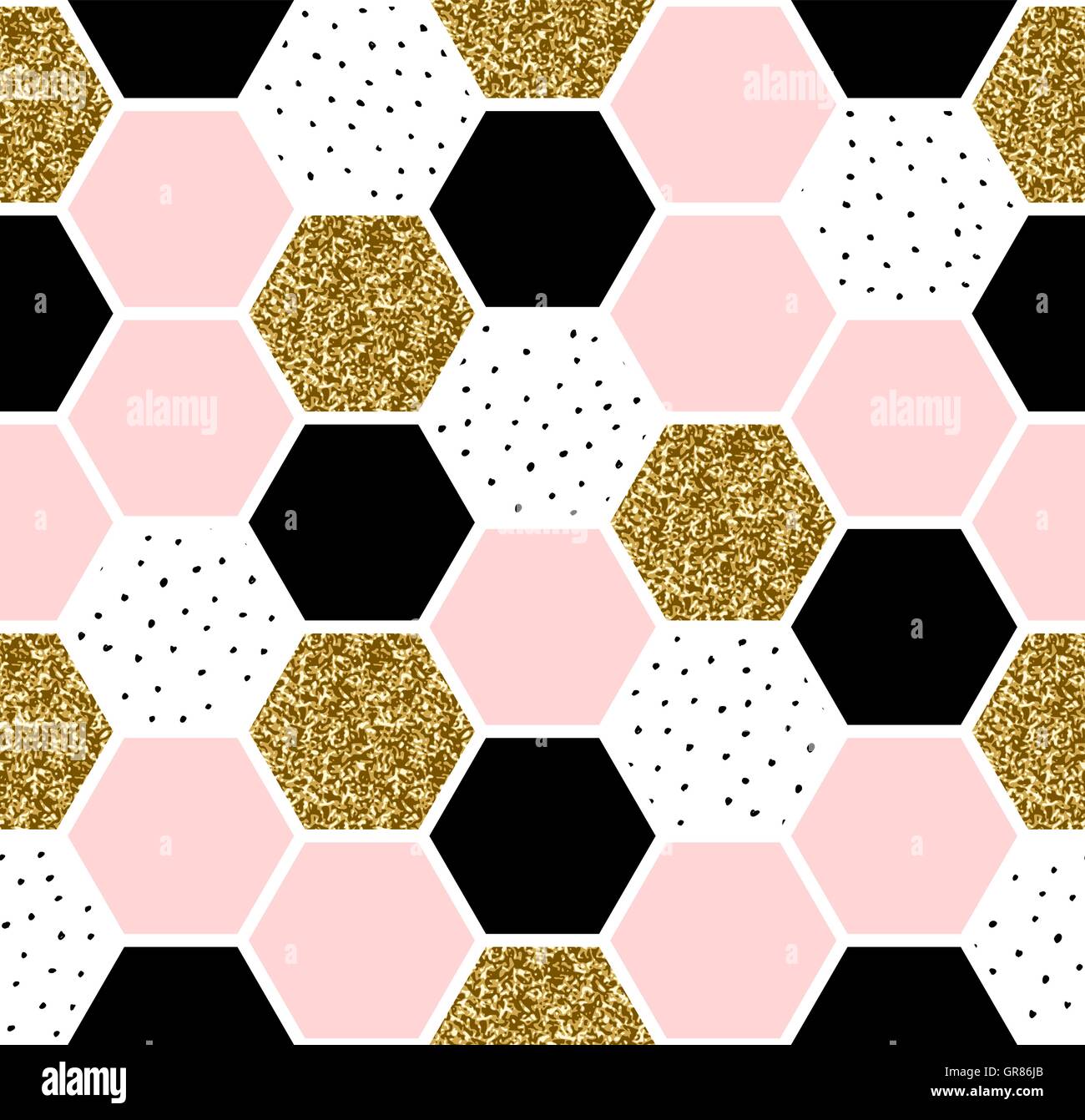 Geometric seamless repeating pattern with hexagon shapes in pastel pink ...