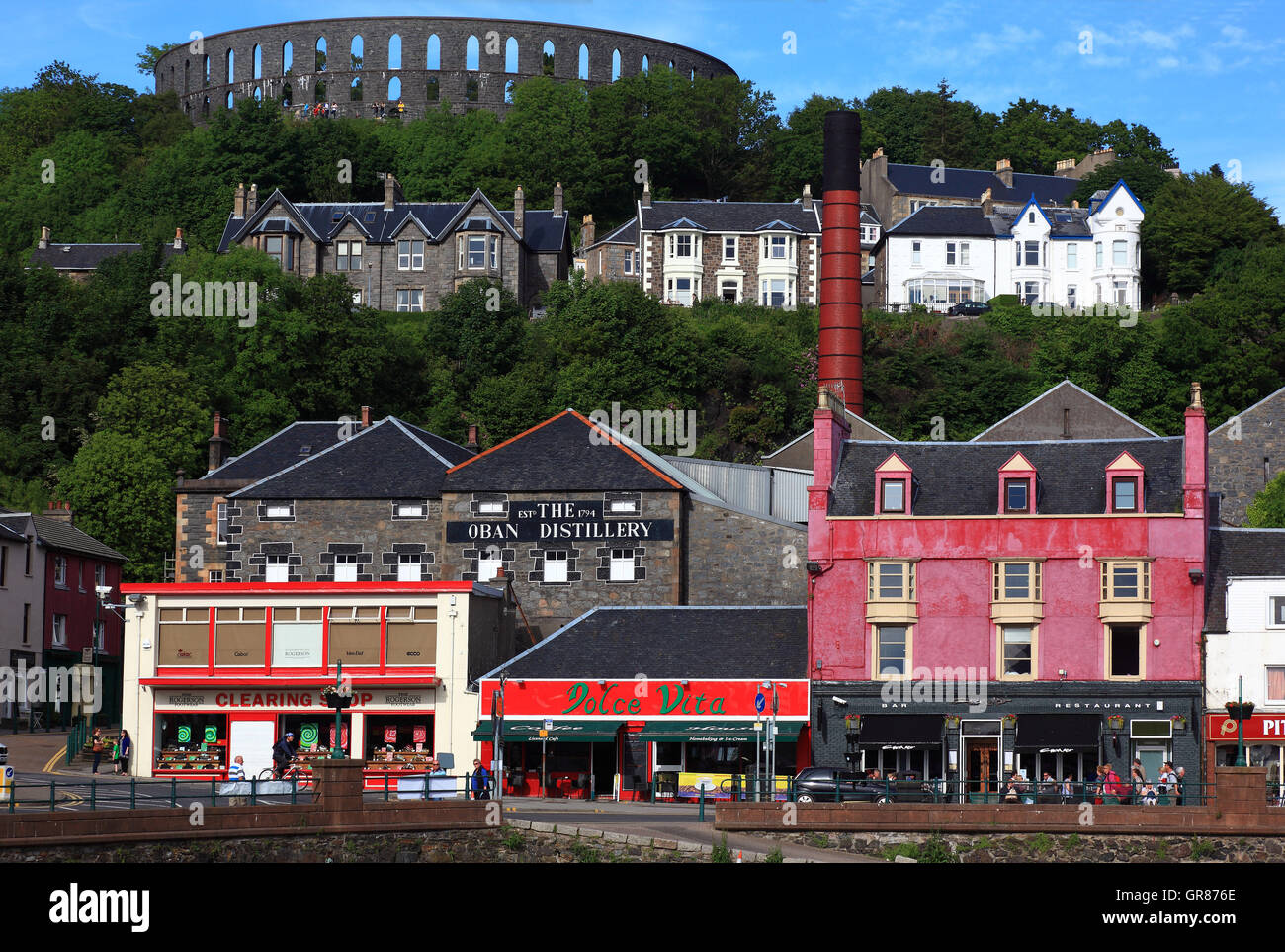 Scotland, Oban city, look at the town with the McCaigs Tower Stock Photo