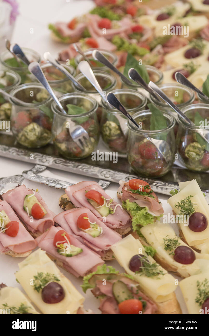 Platters With Sandwiches Decorate The Festive Buffet Stock Photo - Alamy