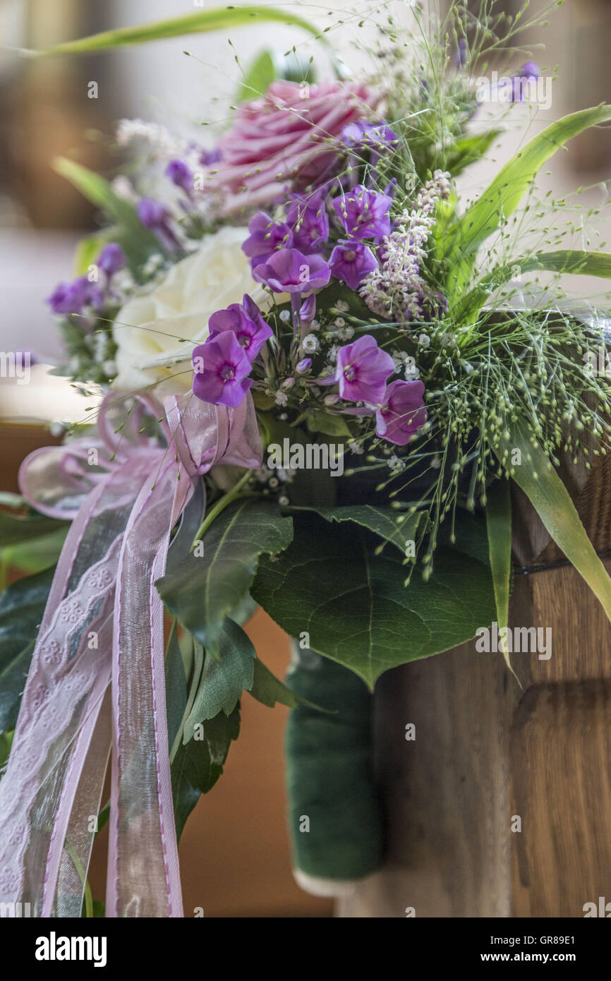 Floral Wedding Decoration In Church Stock Photo - Alamy