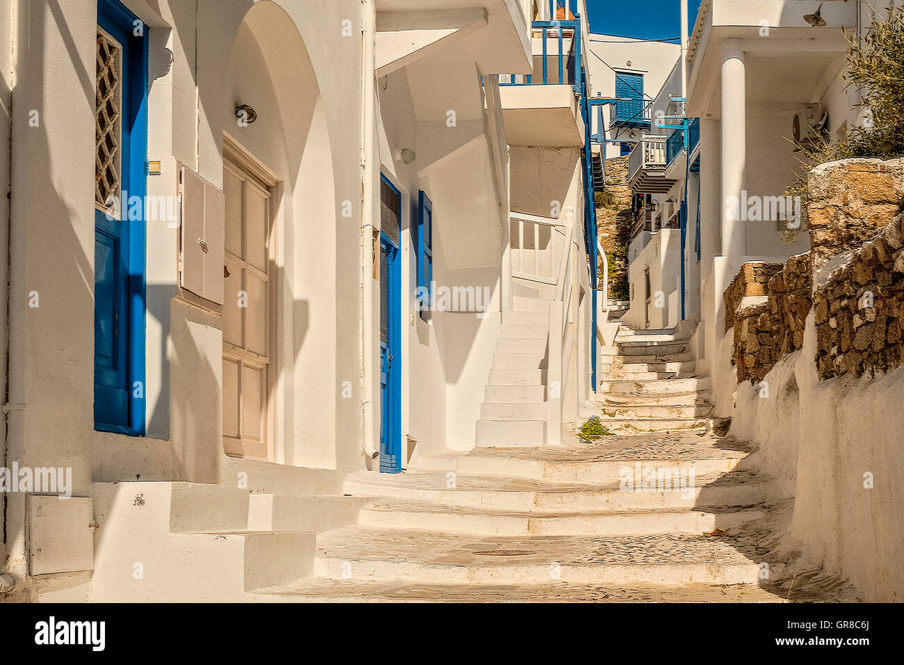 Whitewashed Houses and Narrow Streets Hora Mykonos Cyclades Greece ...