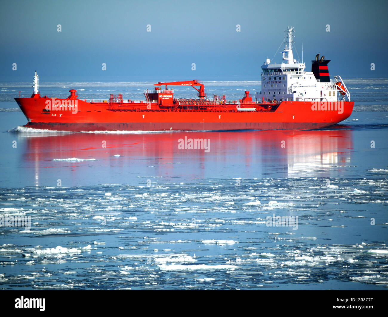 Product Tanker In The Arctic Ocean Stock Photo