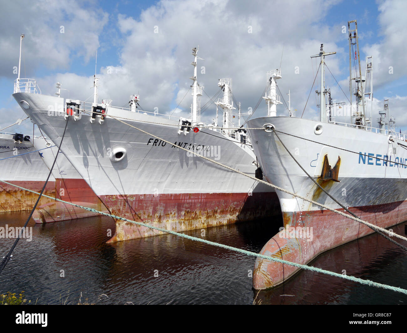 Semitrailer Ships In Port Stock Photo