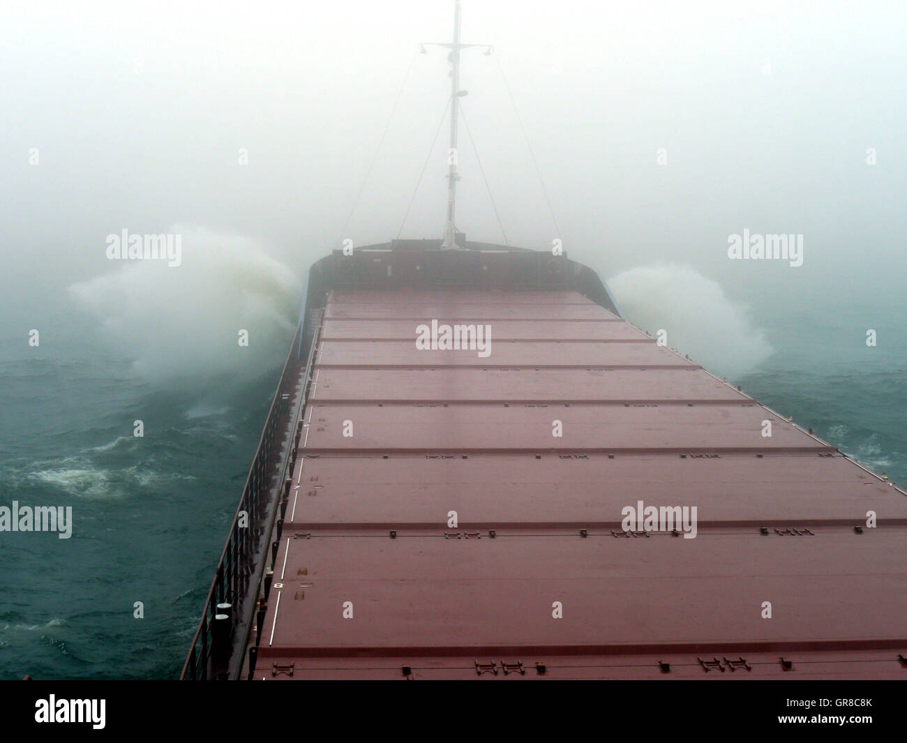 Bulk Carrier In Heavy Seas Stock Photo
