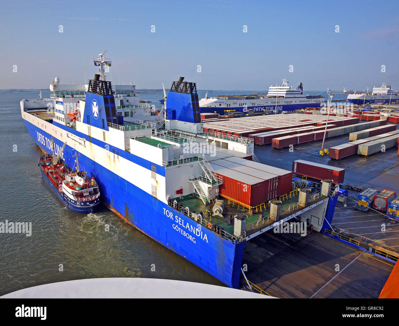 Roro Paper Freighter In The Harbor Of Gothenburg Stock Photo