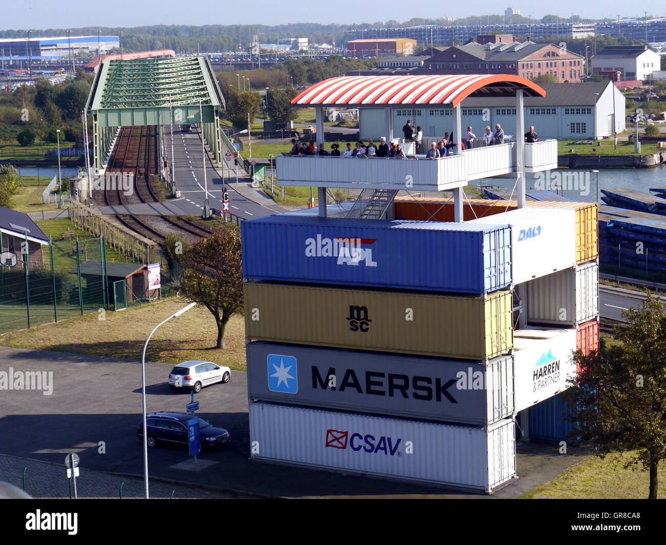 Container Lookout Tower Bremerhaven Stock Photo