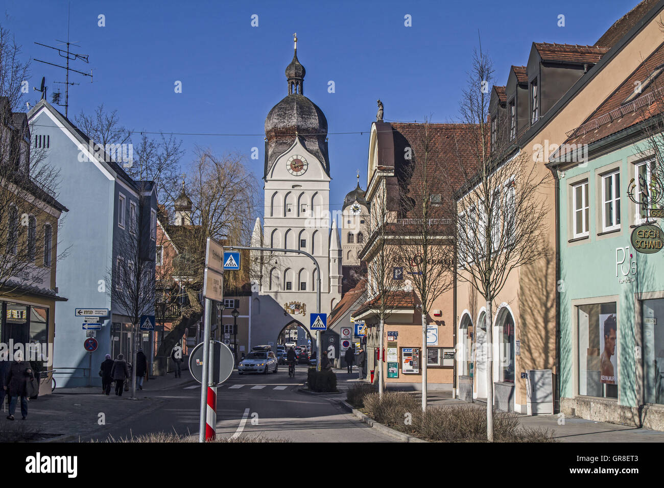 The Beautiful Tower, The Most Famous City Gate Of The Town Of Erding Stock Photo
