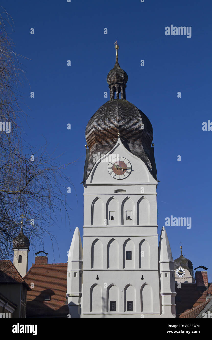 The Beautiful Tower, The Most Famous City Gate Of The Town Of Erding Stock Photo