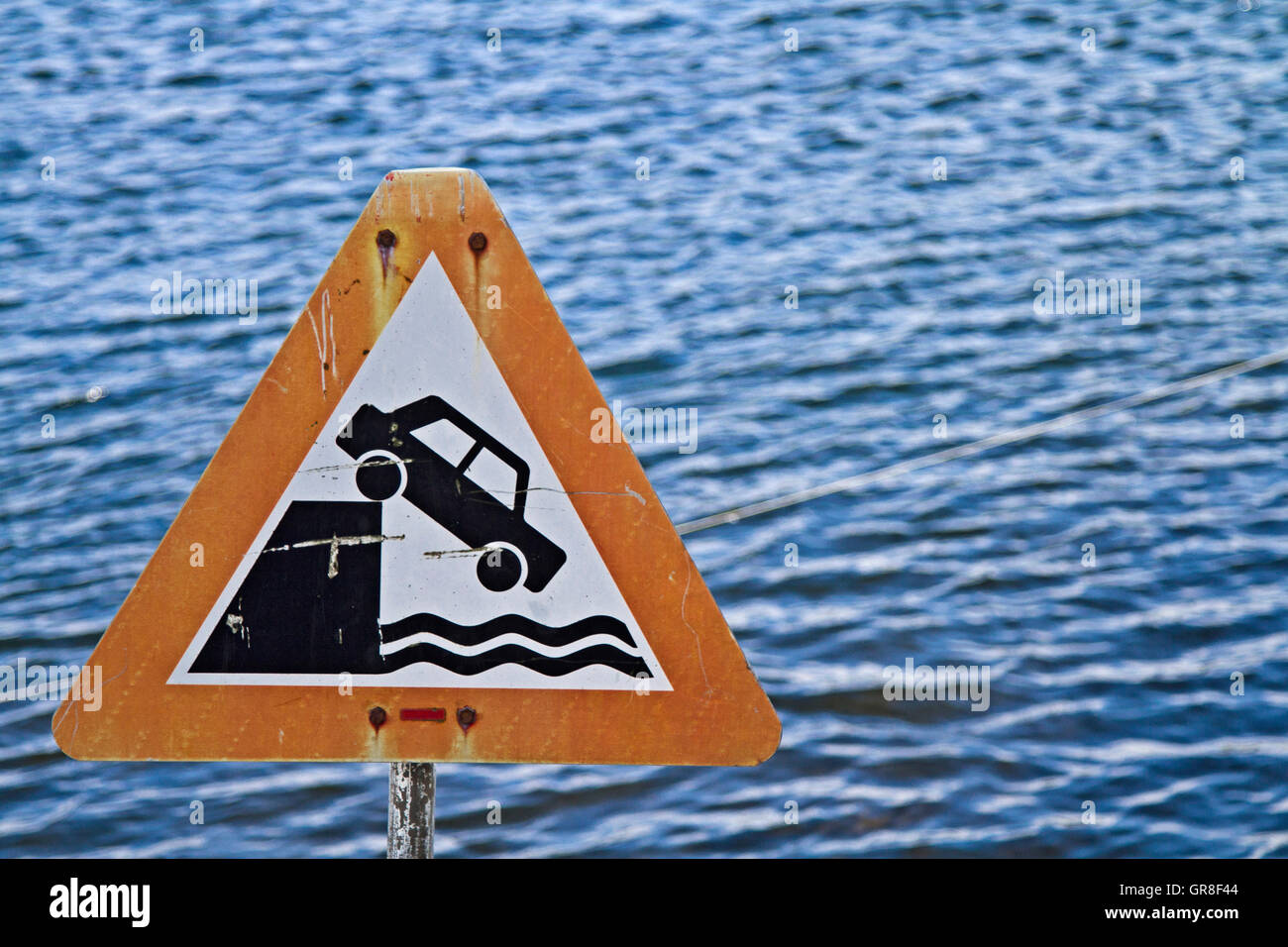 Sign Warning Of The Abrupt End Of The Road Stock Photo