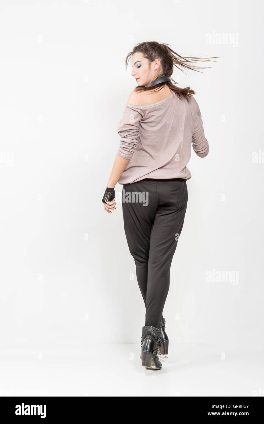 Spirited Young Woman Forgets Everything In Their Dance Stock Photo Alamy