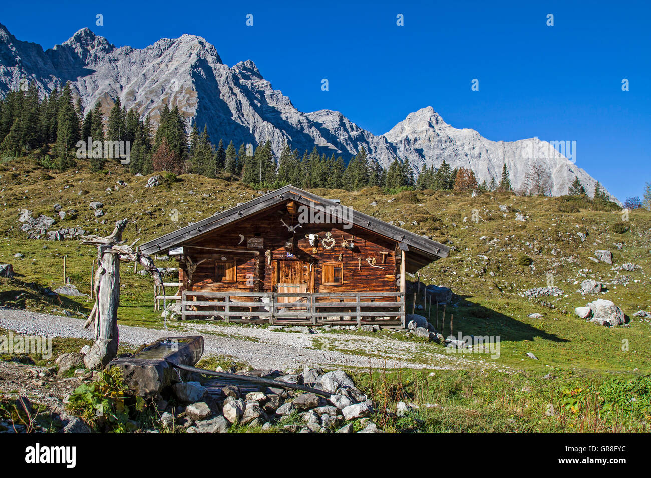 Dyllic Ladizalm In Karwendel Mountains Stock Photo